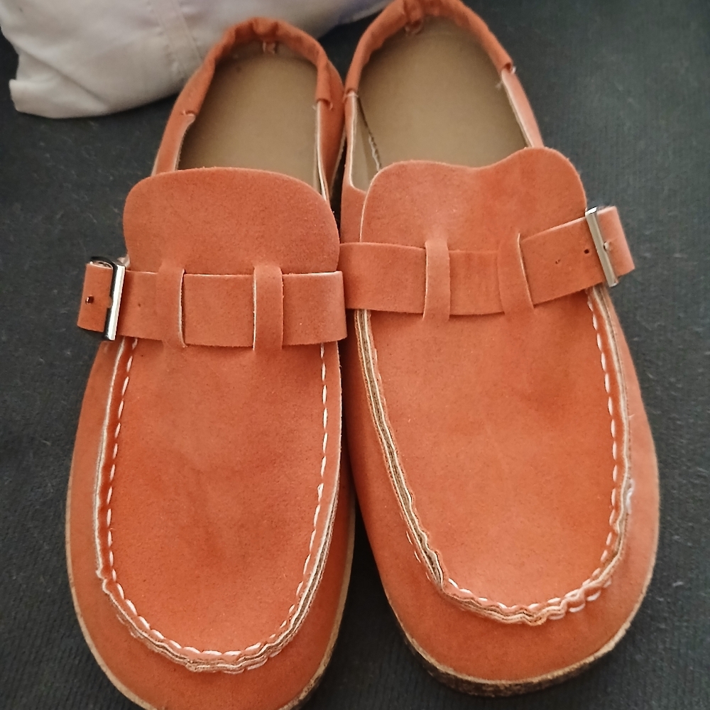Orange Suede Loafers